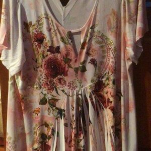 Simply Emma Flower blouse with rhinestones size 3X